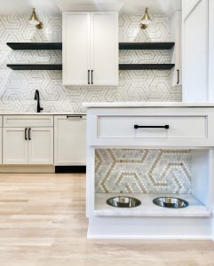 built in dog bowl station cabinet